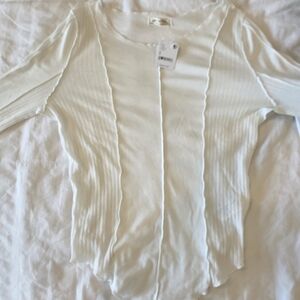 We The Free Cream Ribbed Open Cardigan